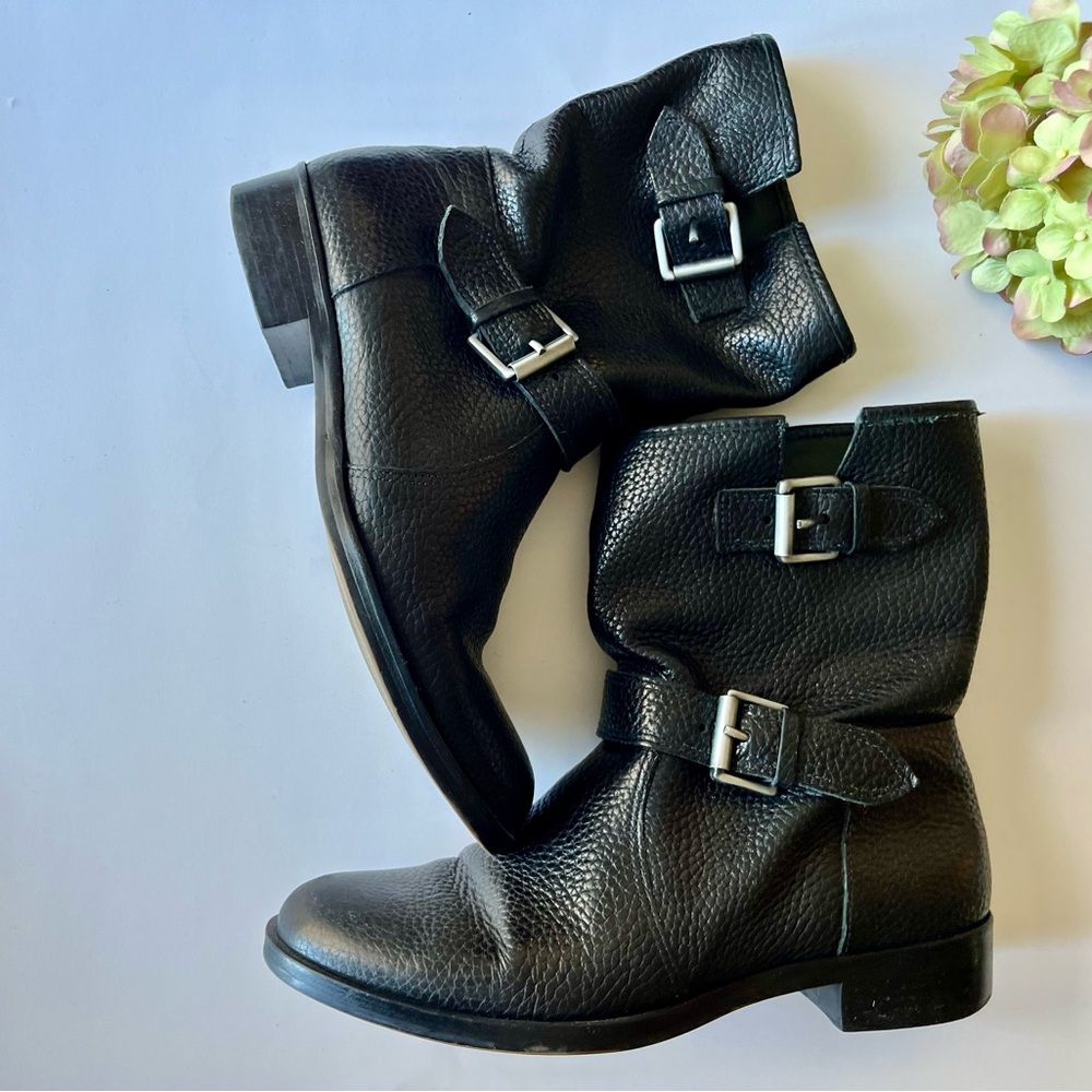 J.Crew Black Leather Buckle Ankle Boots - Picture 2 of 3